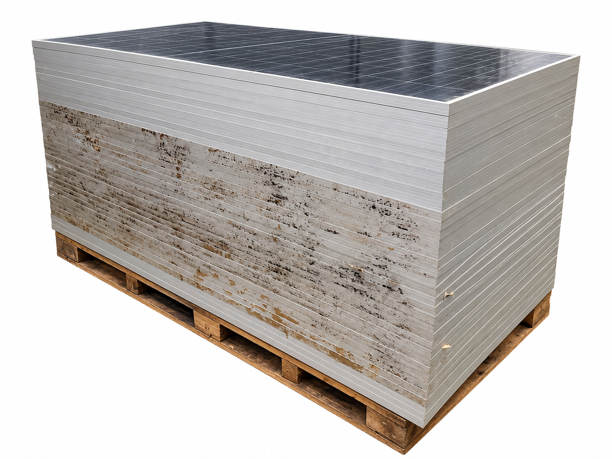 Pallet stack of Jinko Tiger Neo 580W panels